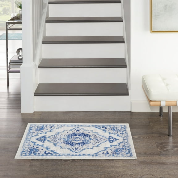 Nourison Whimsicle Classic Farmhouse Ivory Blue 2' x 3' Area Rug, (2' x 3')
