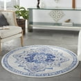 thumbnail image 1 of Nourison Whimsicle Classic Farmhouse Ivory Blue 5' x round Area Rug, (5' Round), 1 of 9