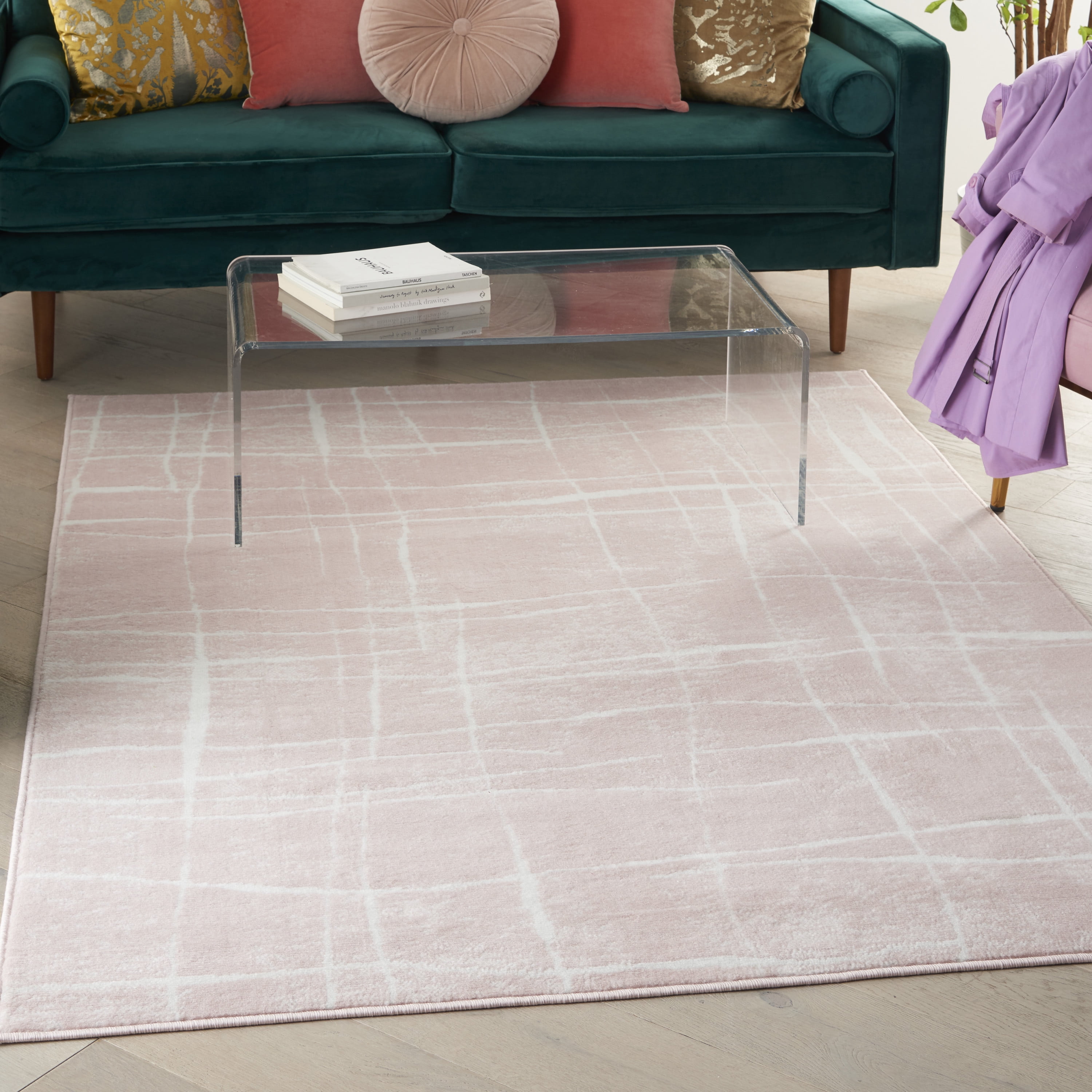 Nourison Whimsicle Contemporary Artistic Pink Ivory 5' x 7' Area Rug ...