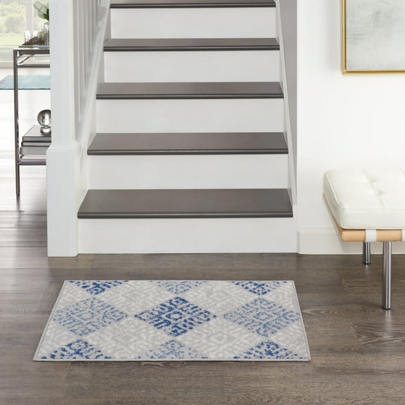 Nourison Whimsicle Contemporary Modern Grey Blue 2' x 3' Area Rug, (2' x 3')