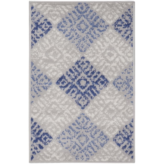 Nourison Whimsicle Contemporary Modern Grey Blue 2' x 3' Area Rug, (2' x 3')