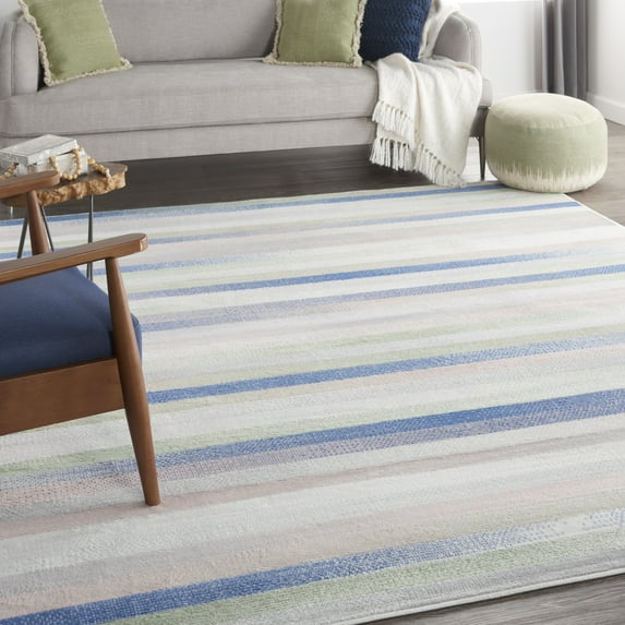 Nourison Whimsicle Eclectic Modern Ivory Multicolor 7' x 10' Area Rug, (7' x 10')