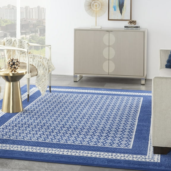 Nourison Whimsicle Modern Moroccan Navy 8' x 10' Area Rug, (8' x 10')