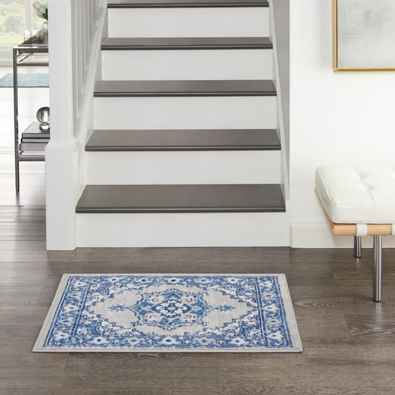 Nourison Whimsicle Persian Farmhouse Grey Blue 2' x 3' Area Rug, (2' x 3')