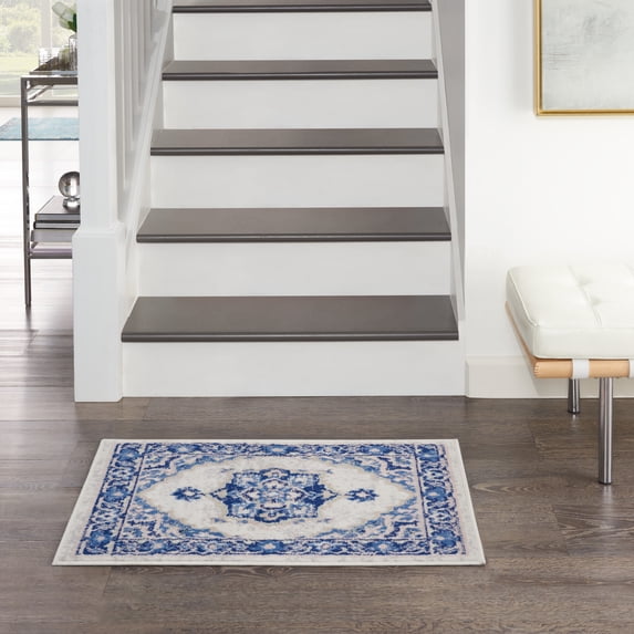 Nourison Whimsicle Persian Farmhouse Ivory Blue 2' x 3' Area Rug, (2' x 3')