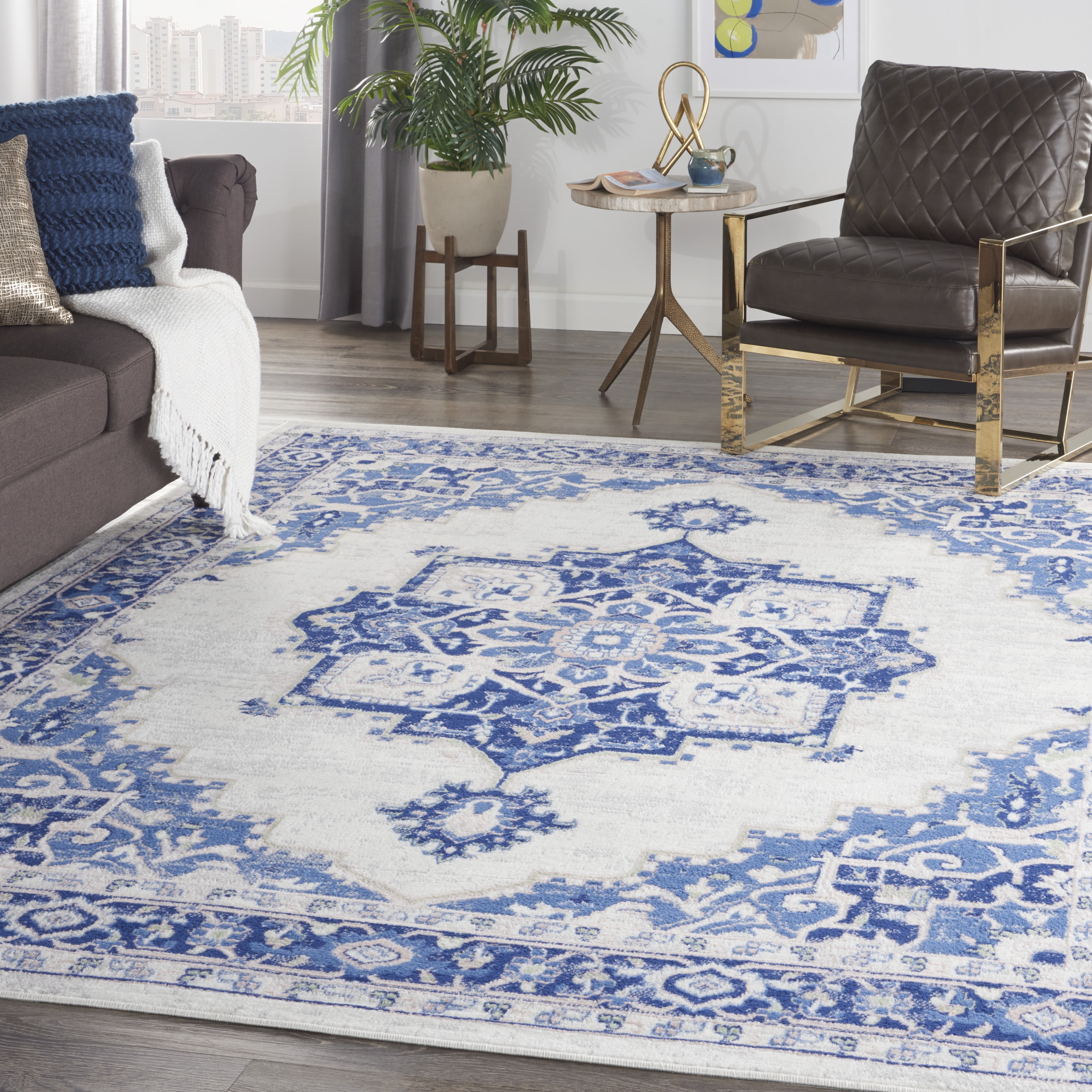 Nourison Whimsicle Persian Farmhouse Ivory Blue 8' x 10' Area Rug, (8' x 10')