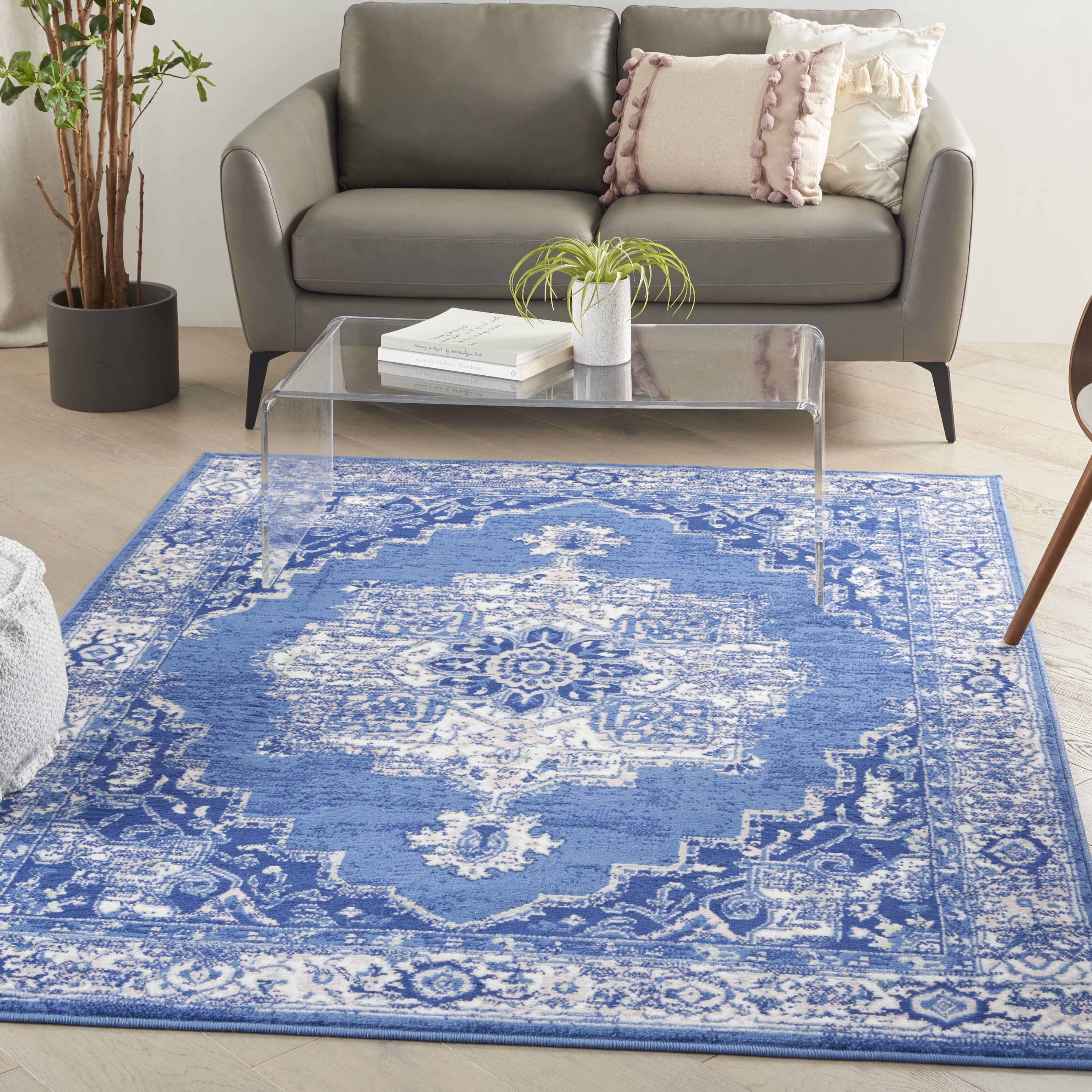Nourison Whimsicle Persian Farmhouse Navy 4' x 6' Area Rug, (4' x 6')