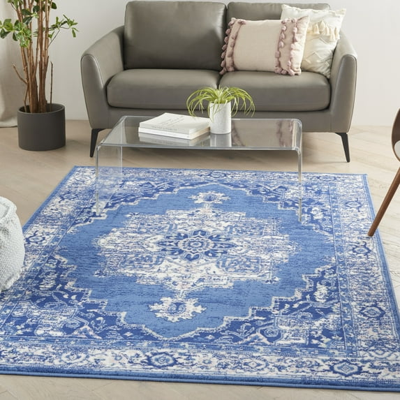 Nourison Whimsicle Persian Farmhouse Navy 5' x 7' Area Rug, (5' x 7')