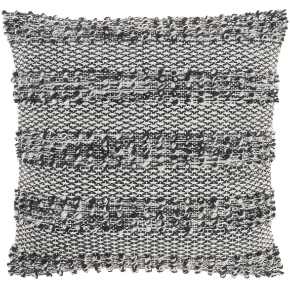 Nourison Woven Raised Striped Black 18" x 18" Indoor/Outdoor Throw Pillow