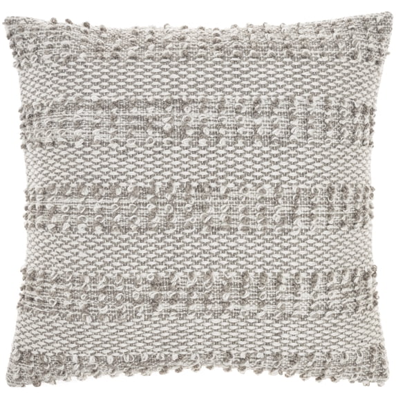 Nourison Woven Raised Striped Grey 18" x 18" Indoor/Outdoor Throw Pillow