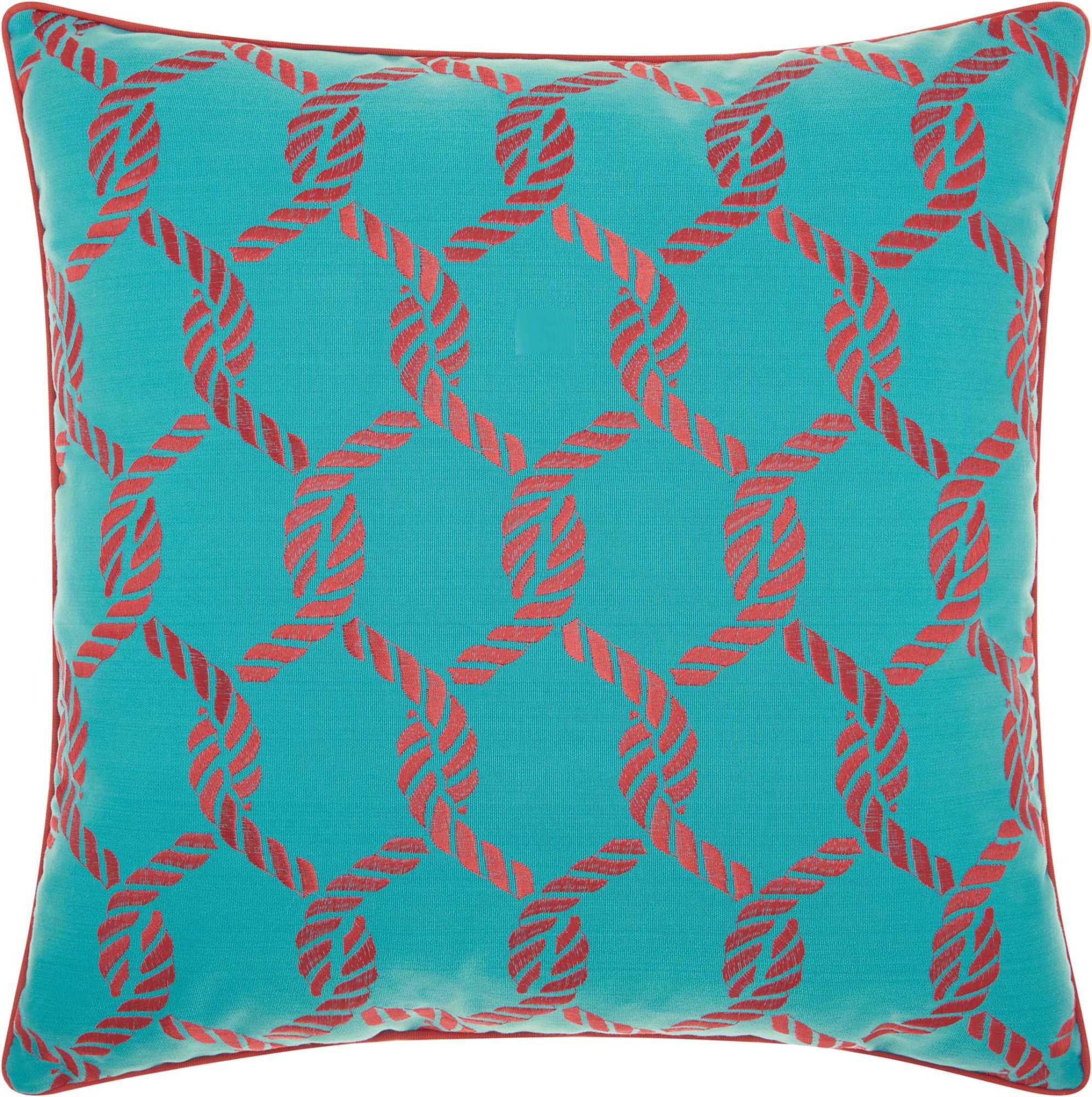 Turquoise and Coral Embroidered Square Kids Floor Pillow