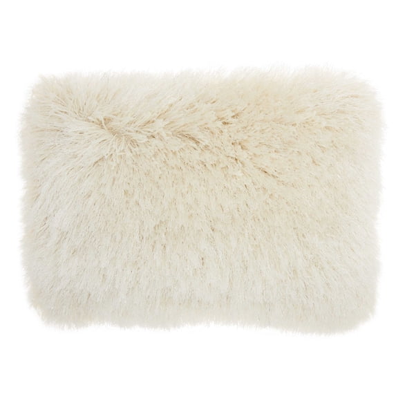 Nourison Yarn Shimmer Shag Decorative Throw Pillow, 14" x 20", Cream