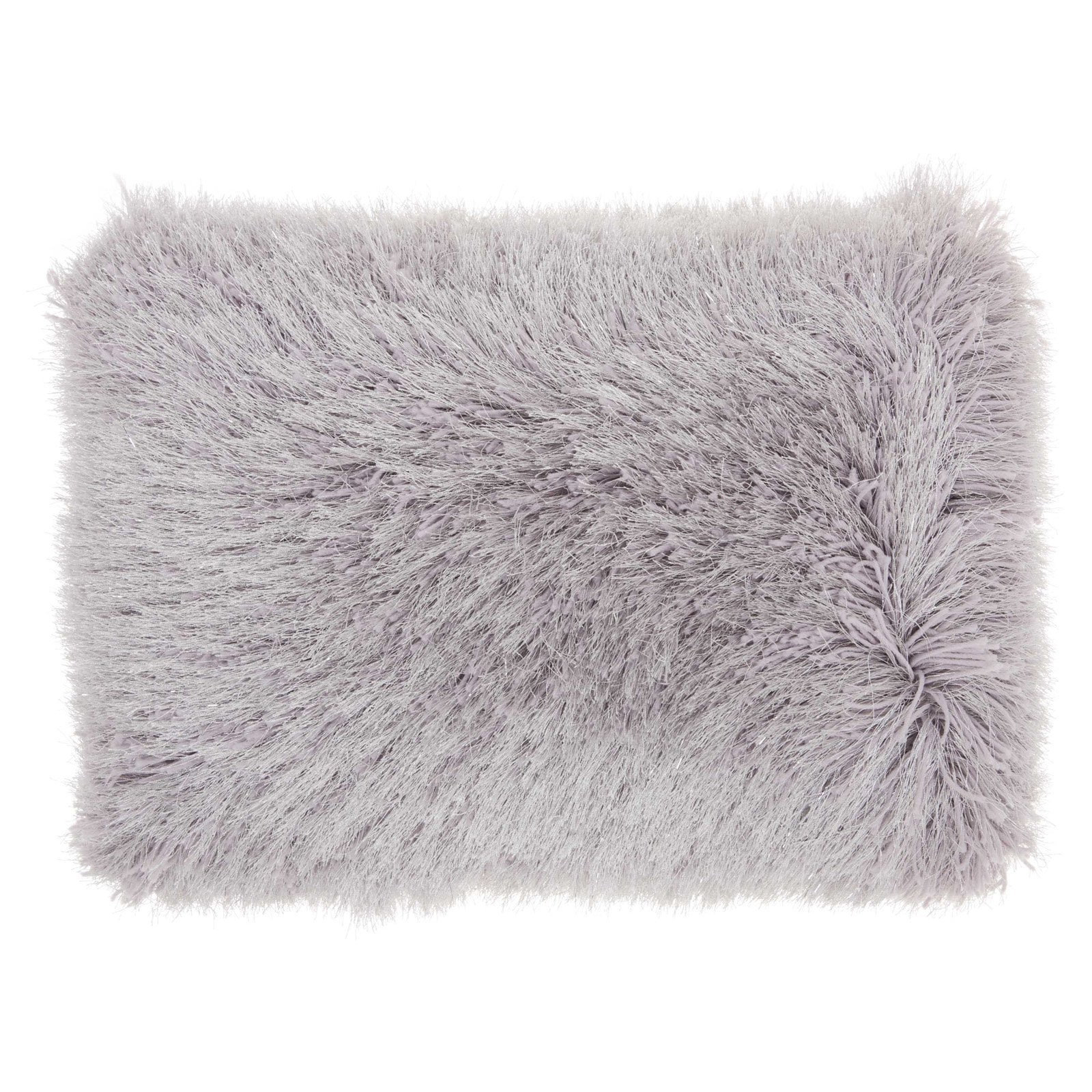Light Grey Rectangular Shag Decorative Throw Pillow Set