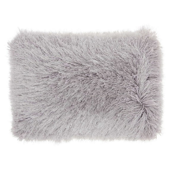 Nourison Shag Solid Light Grey Decorative Throw Pillow , 14" x 20"