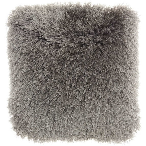 Nourison Yarn Shimmer Shag Decorative Throw Pillow, 17" x 17", Charcoal
