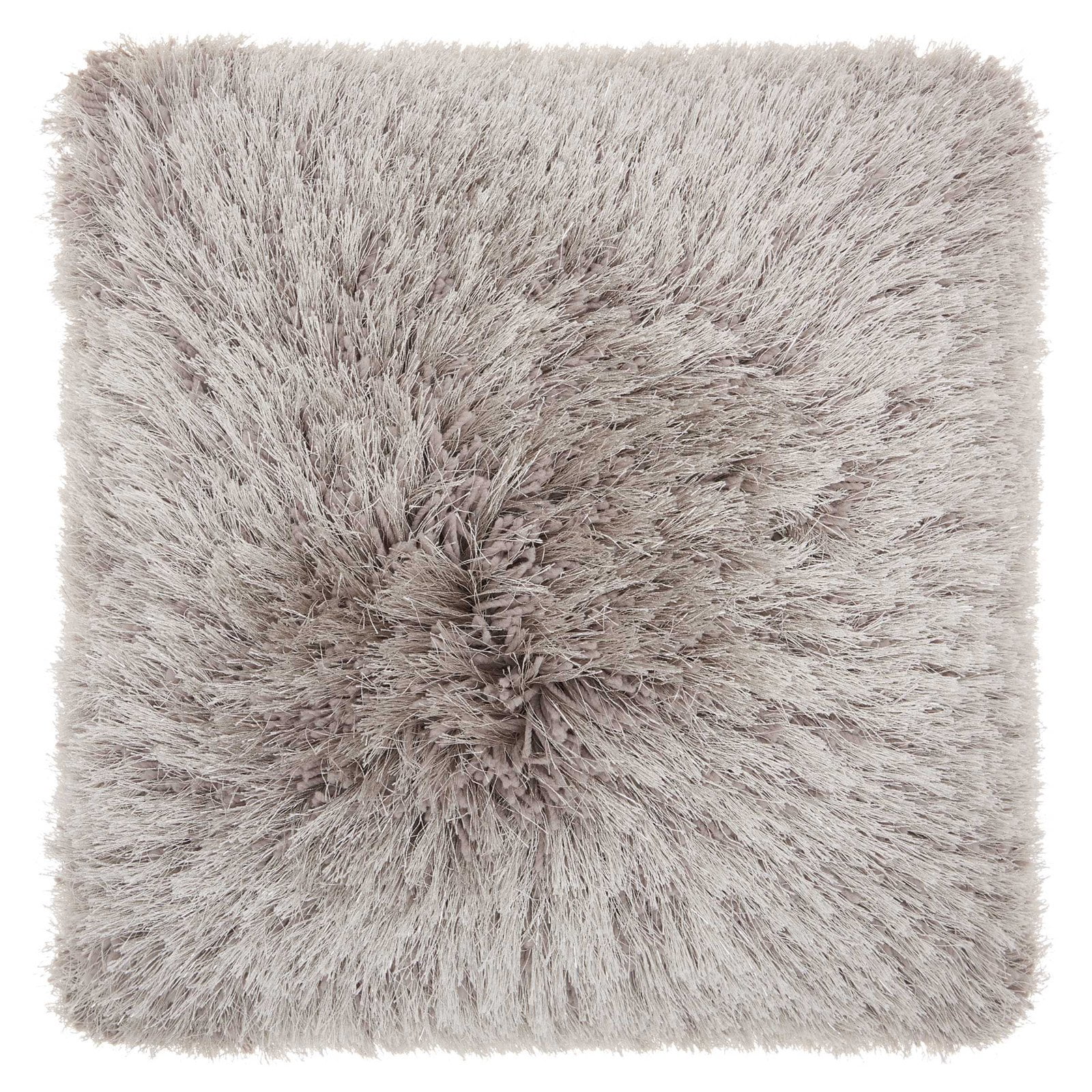 Light Grey Shaggy Polyester Square Throw Pillow Set