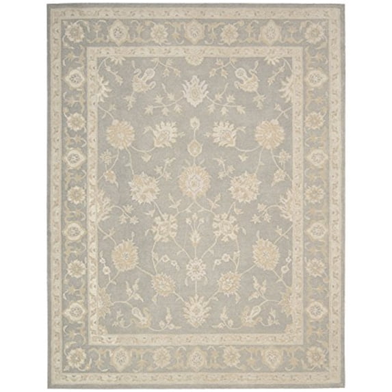 Nourison Zephyr Area Rug Light Taupe 5'6" x 7'5" Synthetic, Viscose Border 6' x 9' Indoor Grey