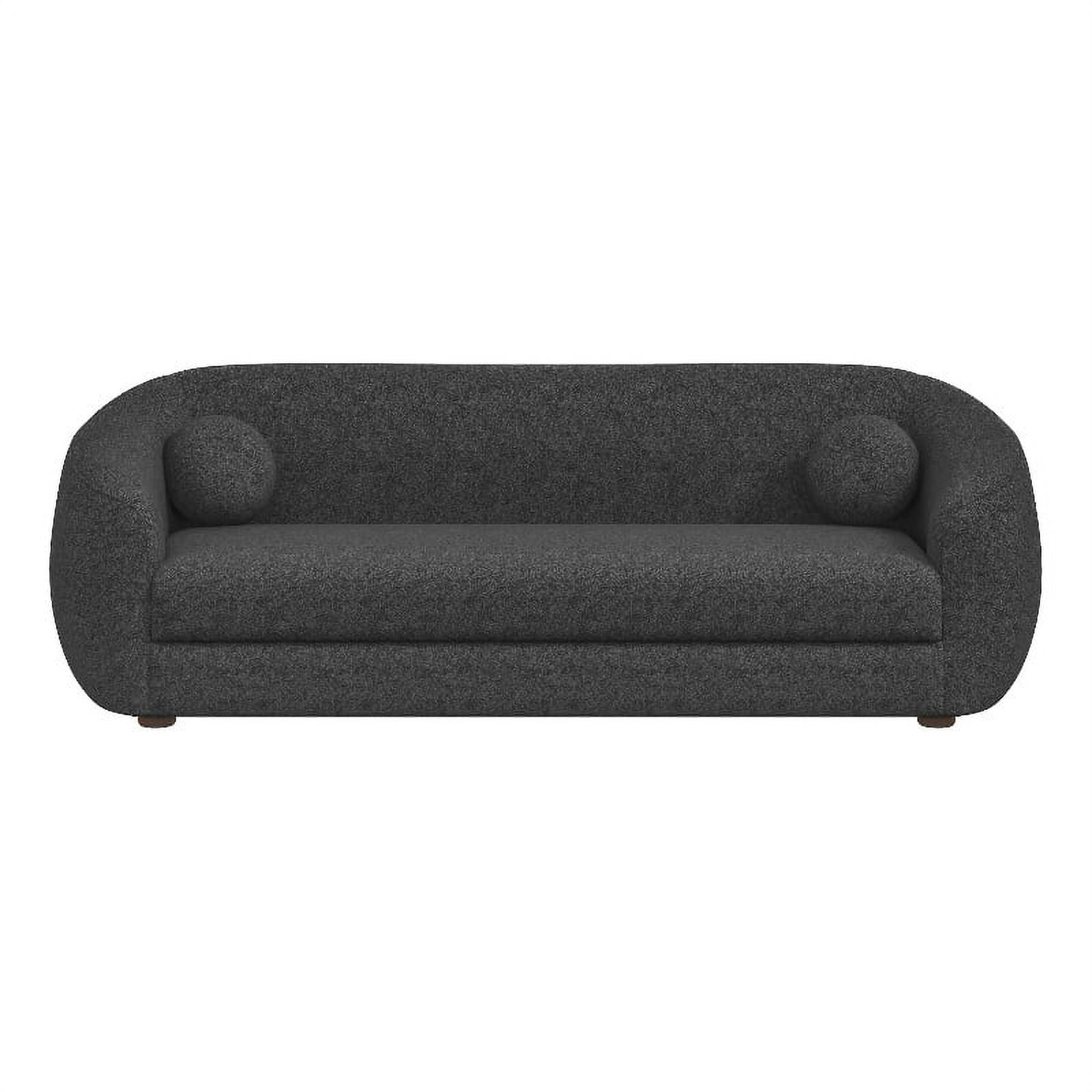 Noursan Mid Century Modern French Boucle Fabric Couch in Dark Gray