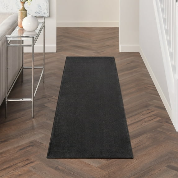 Noursion Essentials Solid Contemporary Black 2'2" x 10' Area Rug, (10' Runner)