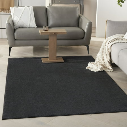 Noursion Essentials Solid Contemporary Black 5' x 7' Area Rug, (5' x 7')