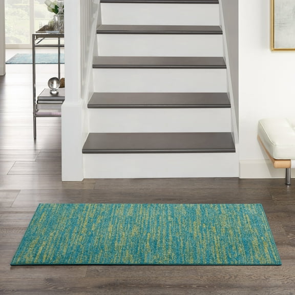 Noursion Essentials Solid Contemporary Blue Green 2' x 4' Area Rug, (2' x 4')
