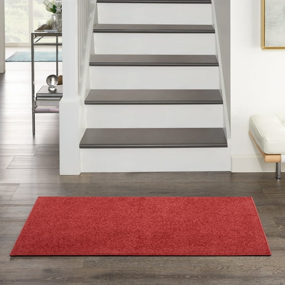 Noursion Essentials Solid Contemporary Brick Red 2' x 4' Area Rug, (2' x 4')