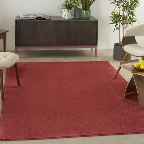 Noursion Essentials Solid Contemporary Brick Red 5' x 7' Area Rug, (5' x 7')