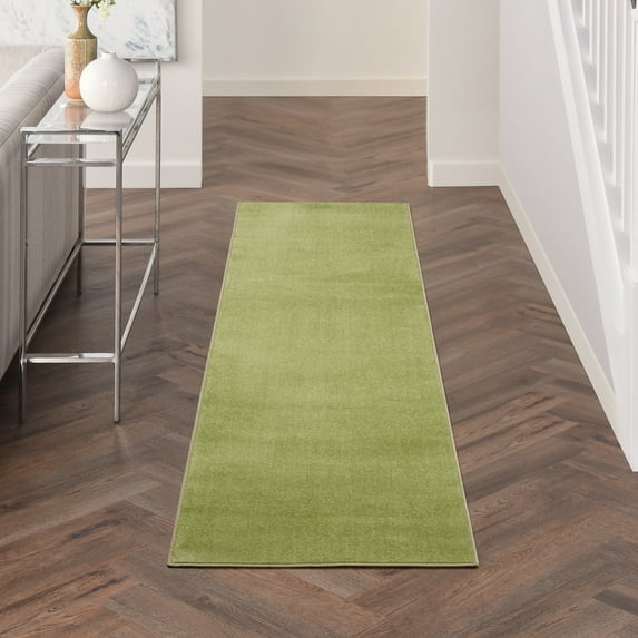 Noursion Essentials Solid Contemporary Green 2' x 6' Area Rug, (6' Runner)