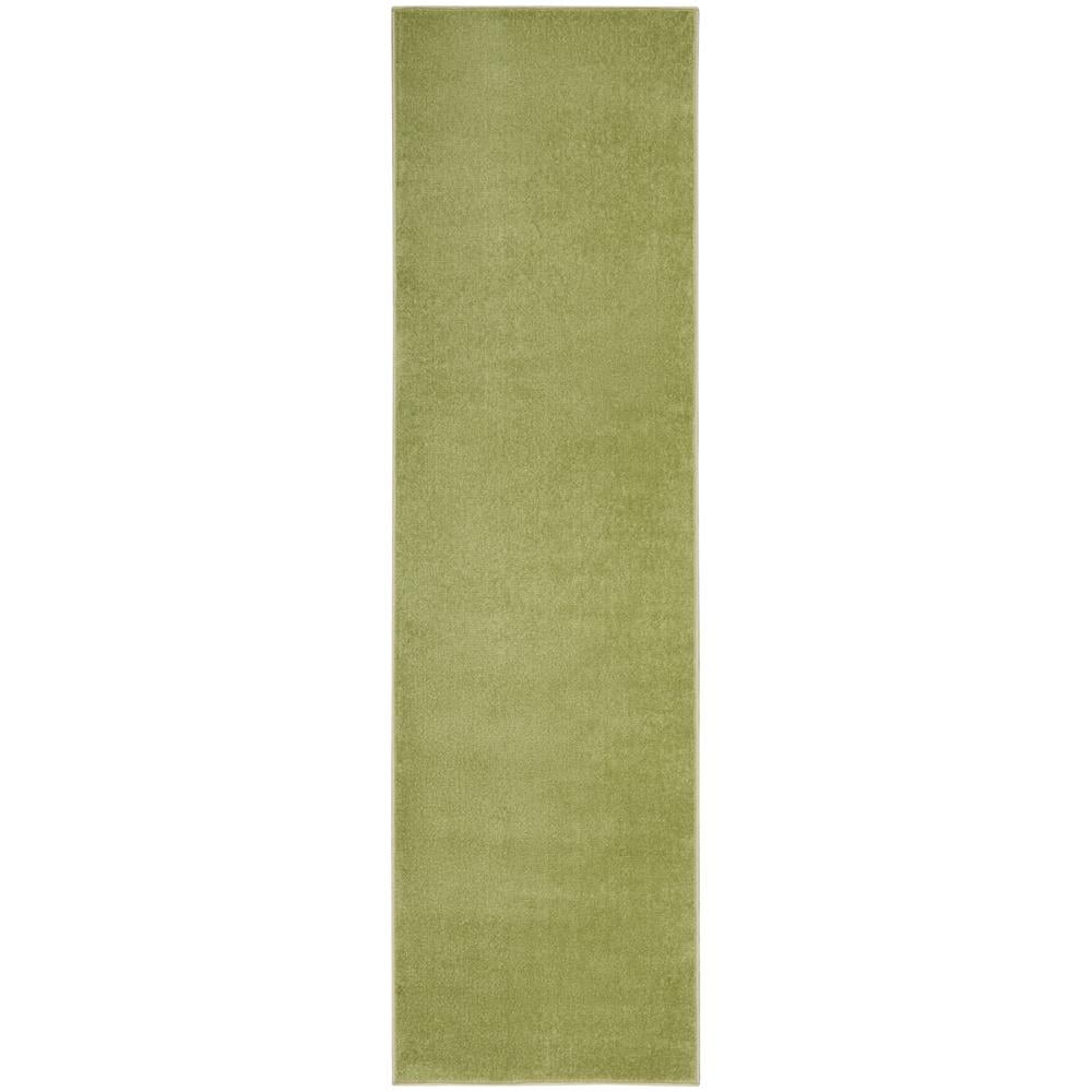 Green Power-Loomed Synthetic Runner Rug with Latex Backing