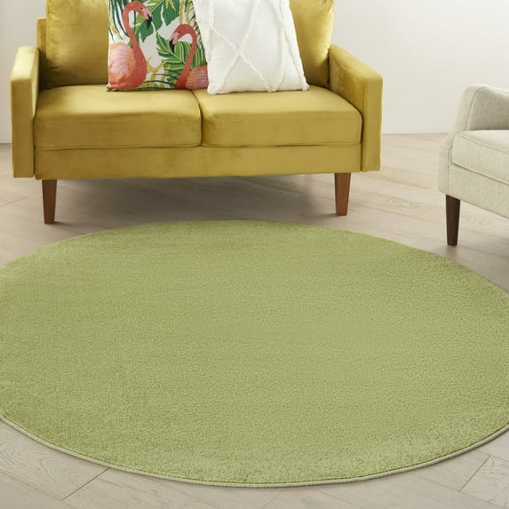 Noursion Essentials Solid Contemporary Green 6' x Round Area Rug, (6' Round)