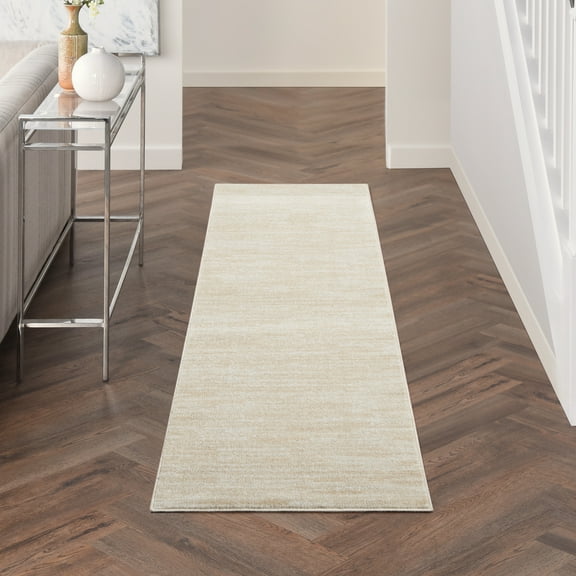 Noursion Essentials Solid Contemporary Ivory Beige 2' x 6' Area Rug, (6' Runner)