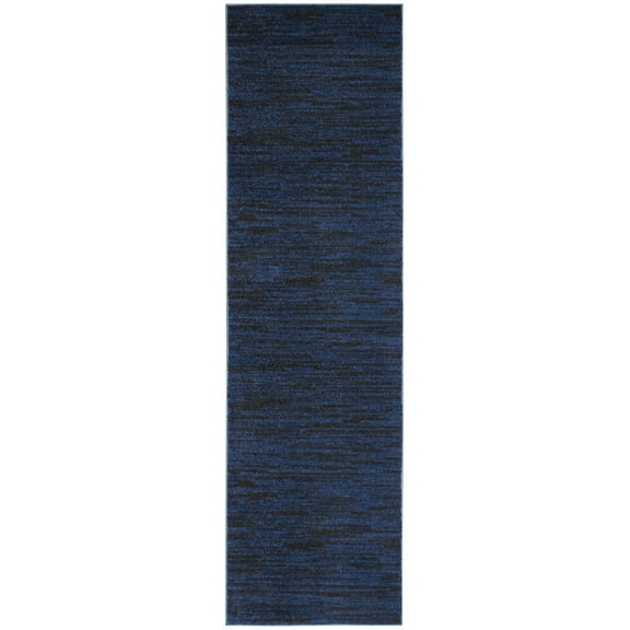 Noursion Essentials Solid Contemporary Midnight Blue 2' x 6' Area Rug, (6' Runner)
