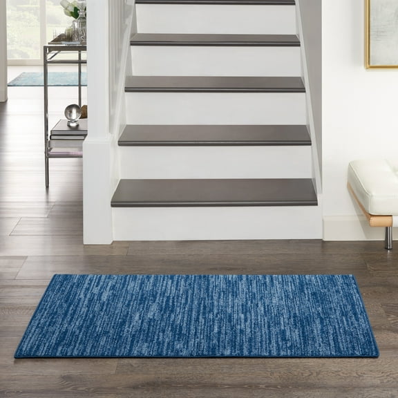 Noursion Essentials Solid Contemporary Navy Blue 2' x 4' Area Rug, (2' x 4')