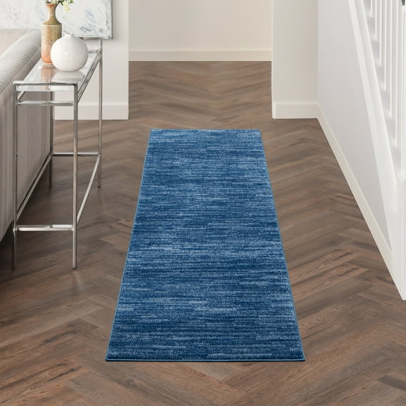 Noursion Essentials Solid Contemporary Navy Blue 2' x 6' Area Rug, (6' Runner)