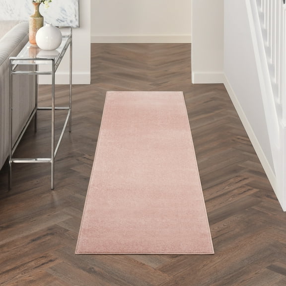 Noursion Essentials Solid Contemporary Pink 2' x 6' Area Rug, (6' Runner)