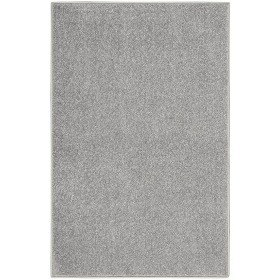 Noursion Essentials Solid Contemporary Silver Grey 2' x 4' Area Rug, (2' x 4')