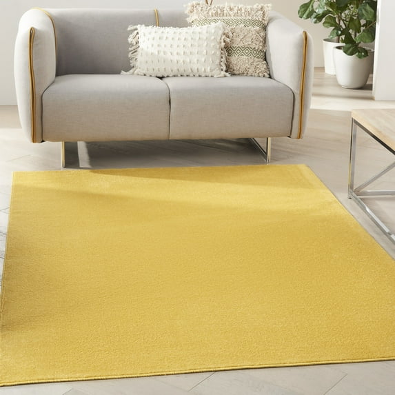 Noursion Essentials Solid Contemporary Yellow 5' x 7' Area Rug, (5' x 7')