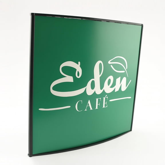 Nouveau Curved Aluminum Sign Frame – Signage System for Office & Wayfinding | Anodized Aluminum| Indoor Wall Sign Frame with Clear Lens (Matte Black, 8" x 8")