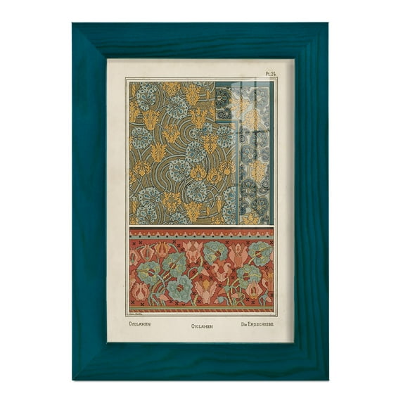 Nouveau Decorative I - Framed Print w/glass - Ocean Blue