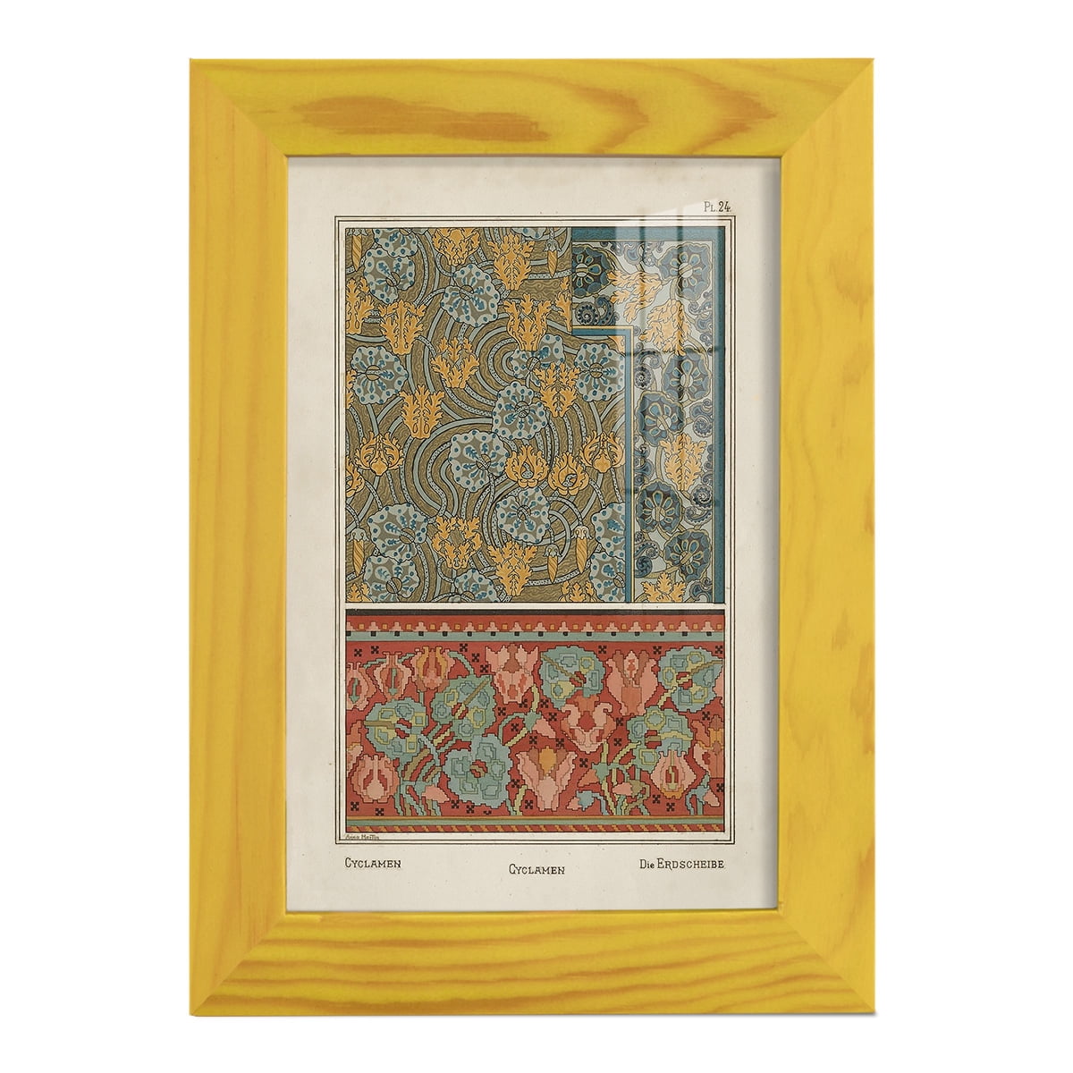 Nouveau Decorative I - Framed Print w/glass - Sunflower Yellow