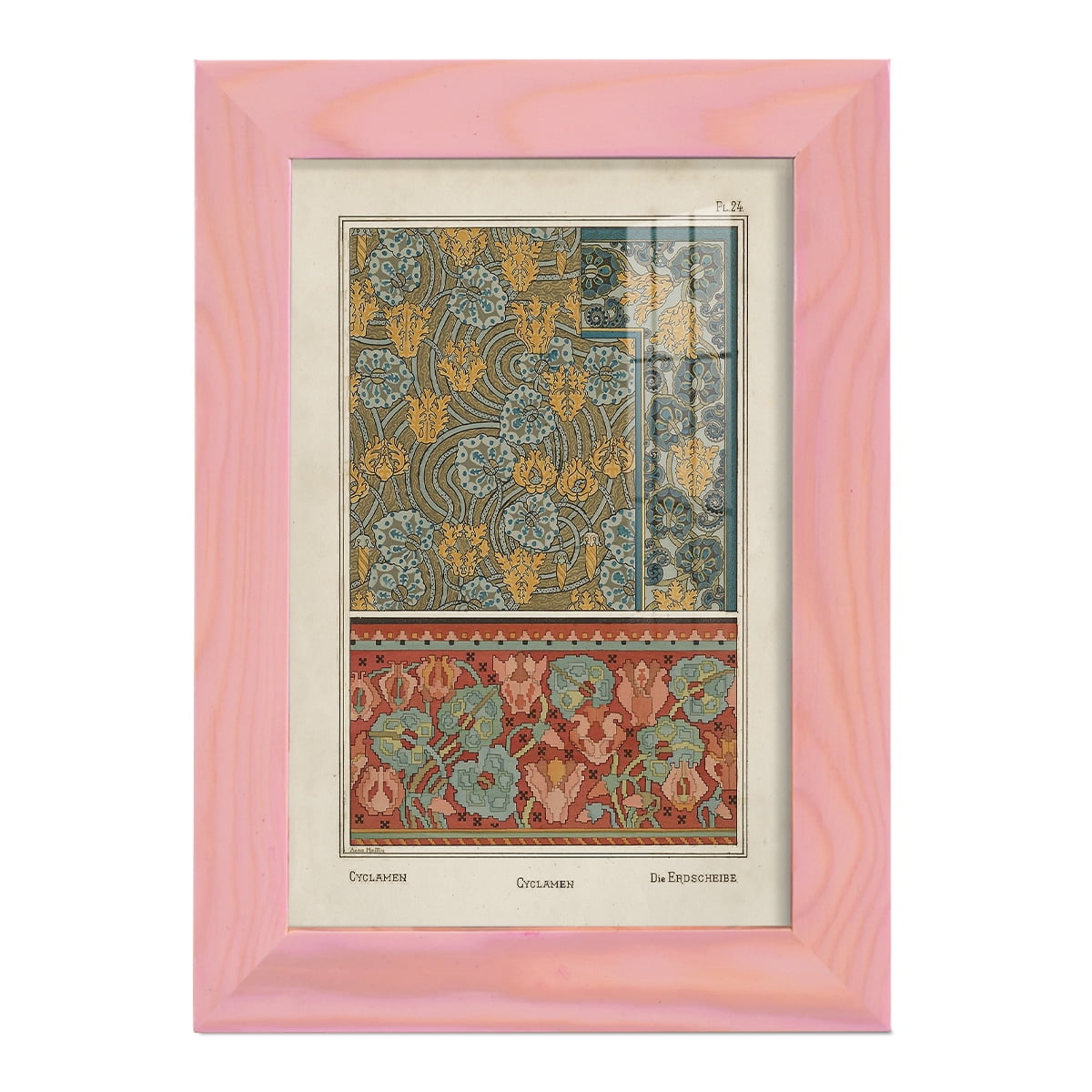 Nouveau Decorative I - Framed Print w/glass - Sunset Pink