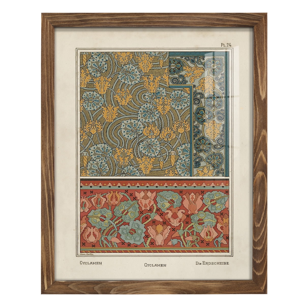 Nouveau Decorative I - Framed Print w/glass - Walnut