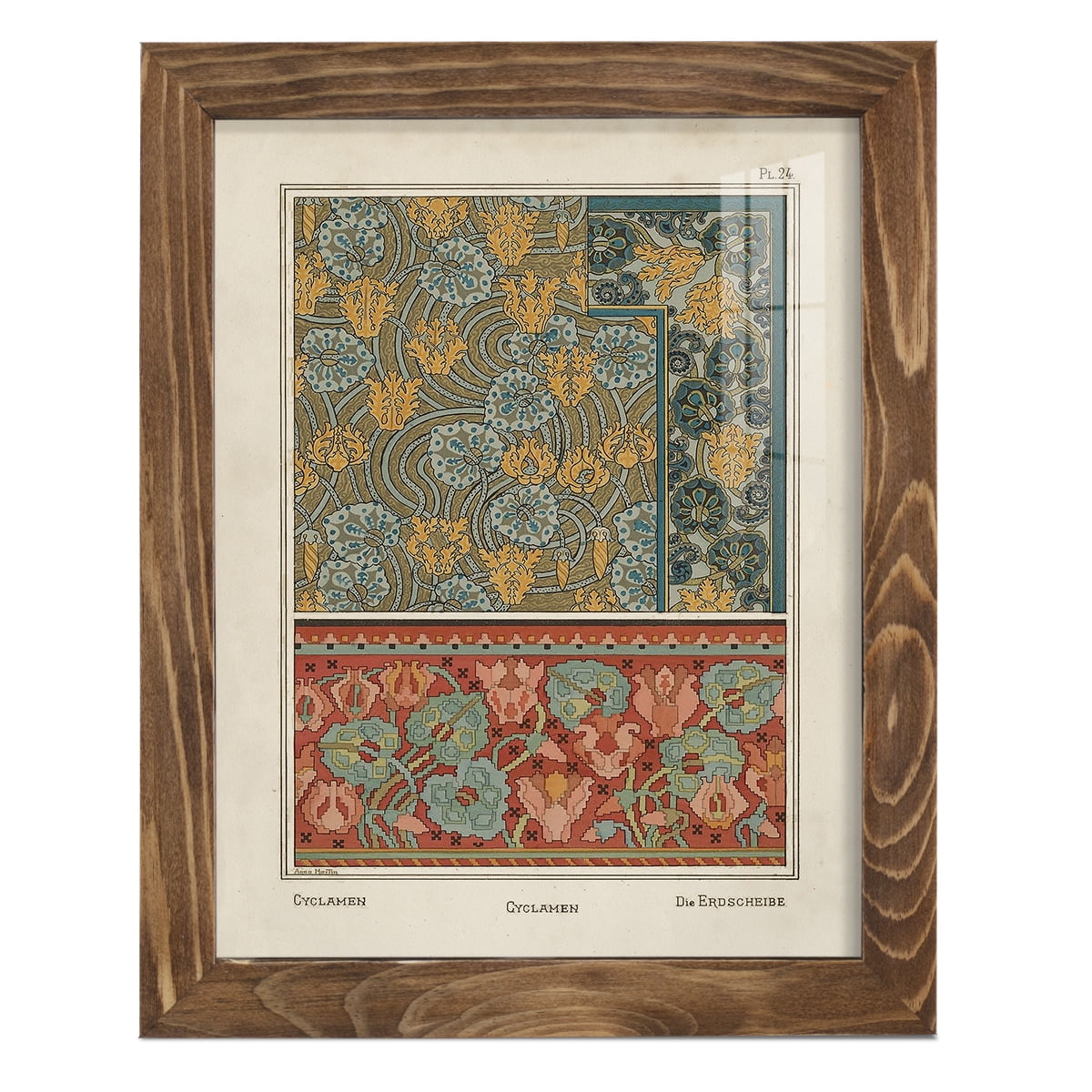 Nouveau Decorative I - Framed Print w/glass - Walnut