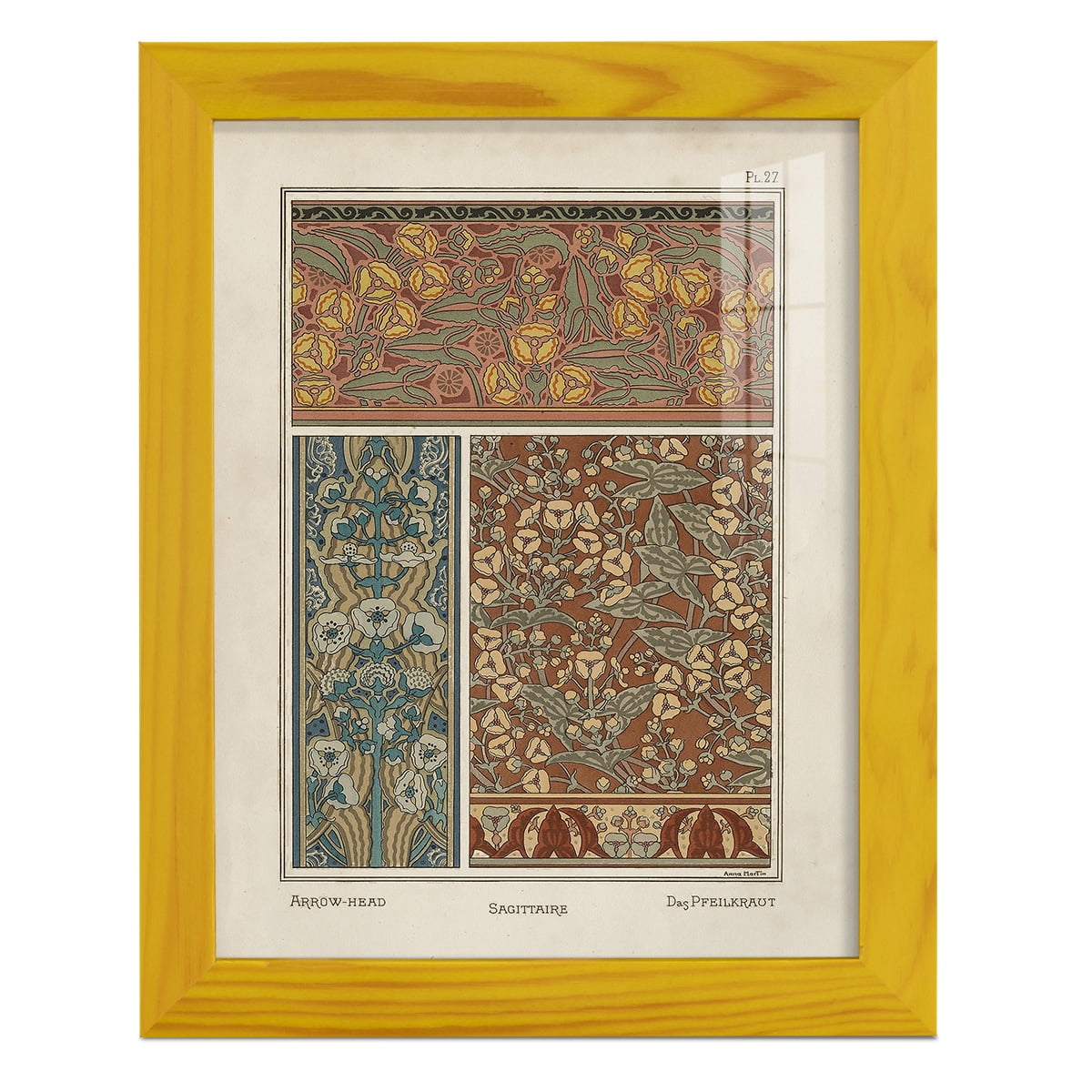 Nouveau Decorative II - Framed Print w/glass - Sunflower Yellow