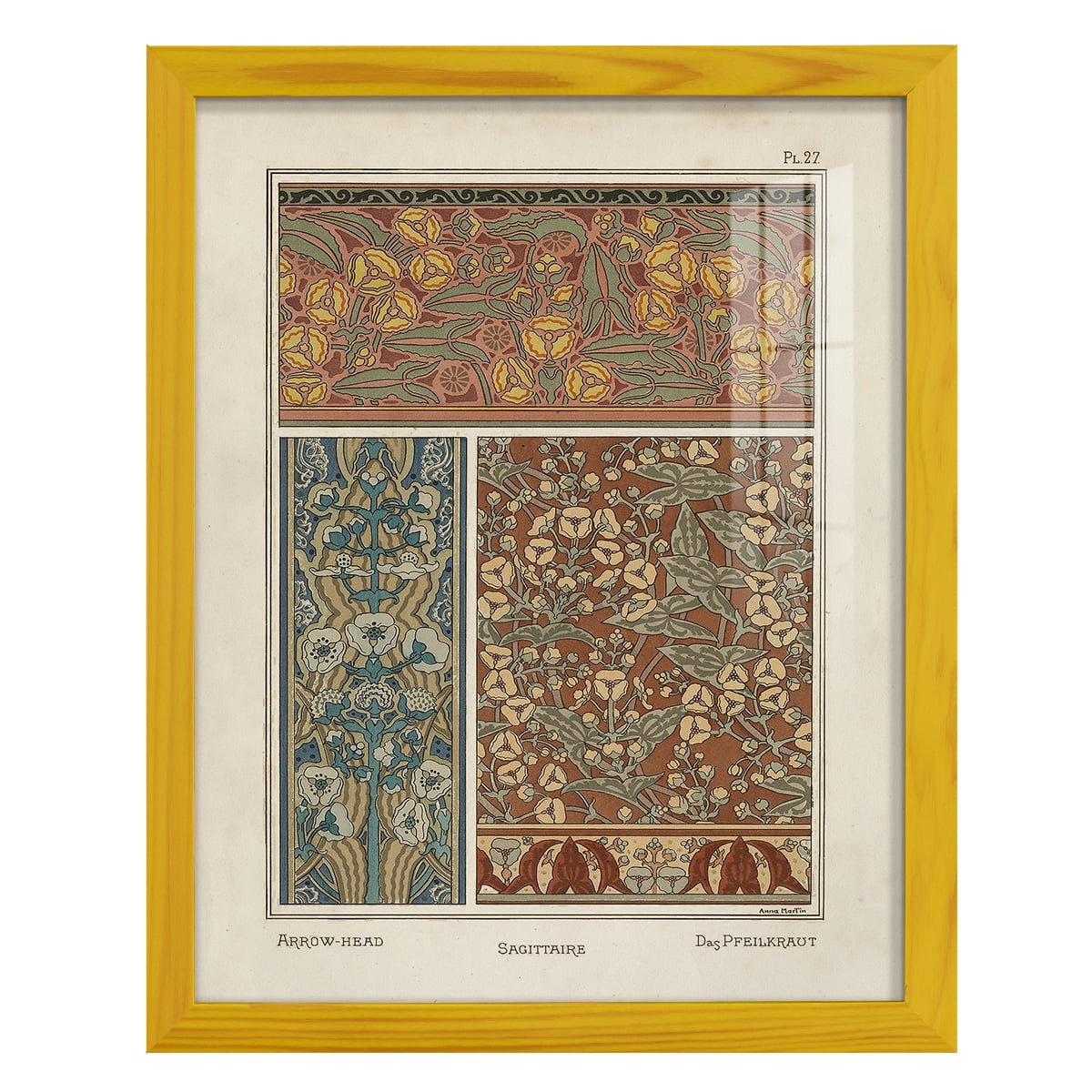Nouveau Decorative II - Framed Print w/glass - Sunflower Yellow