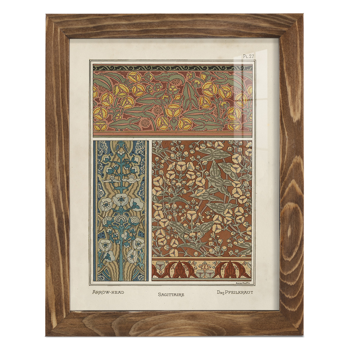 Nouveau Decorative II - Framed Print w/glass - Walnut