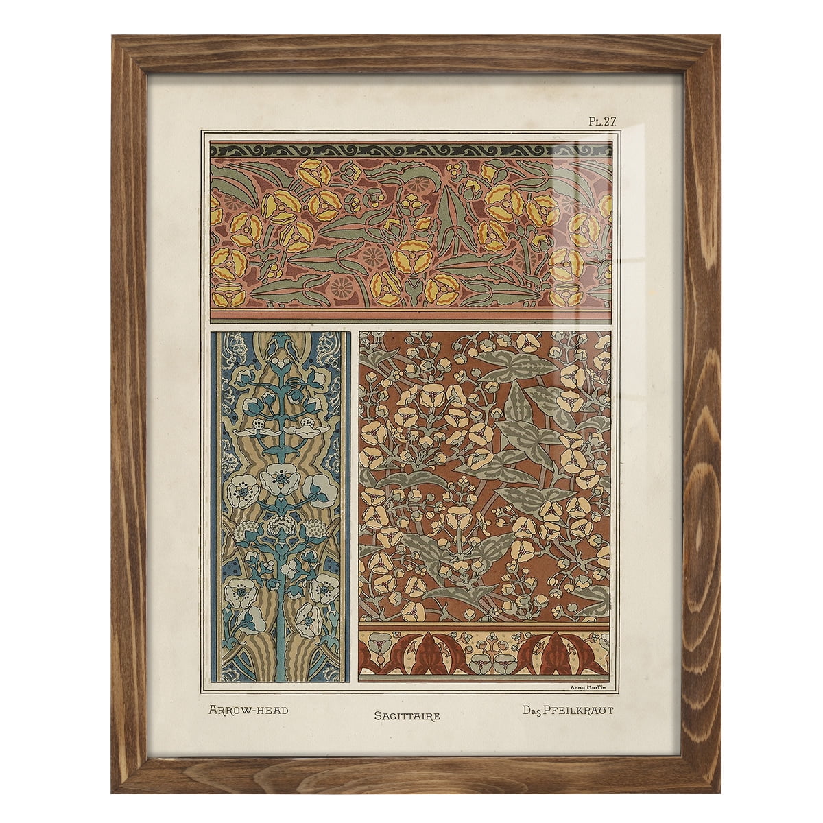 Nouveau Decorative II - Framed Print w/glass - Walnut