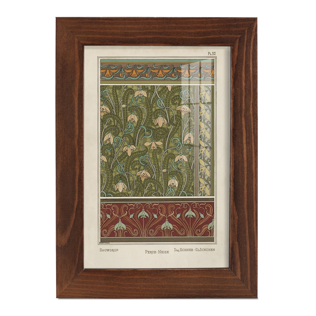 Nouveau Decorative VI - Framed Print w/glass - Chestnut