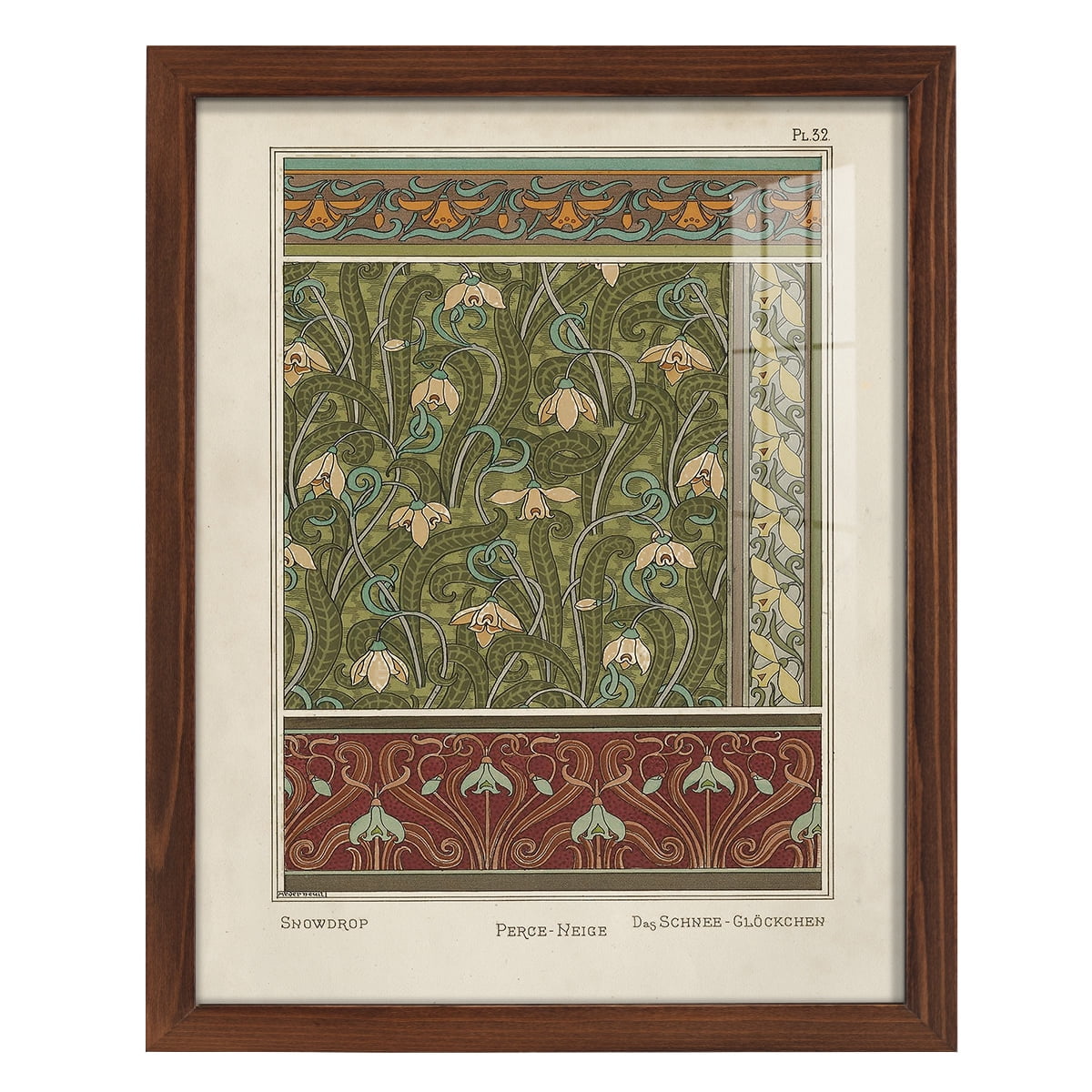 Nouveau Decorative VI - Framed Print w/glass - Chestnut