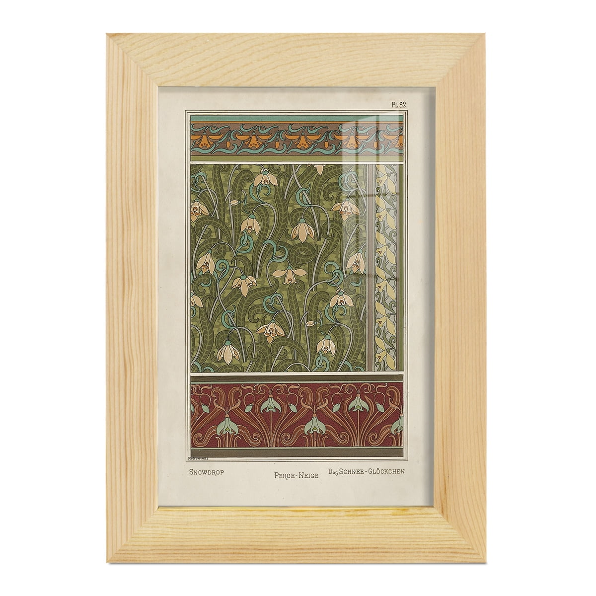 Nouveau Decorative VI - Framed Print w/glass - Natural Wood